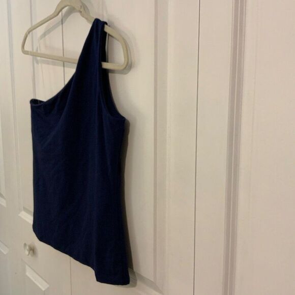 Lands’ End One-Shoulder Navy Blue Stretch Tank Top With Shelf Bra Small New - Picture 8 of 11